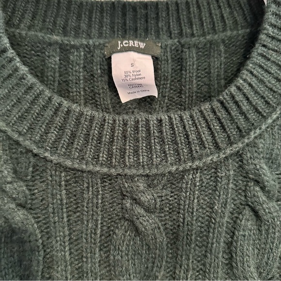 j crew cashmere wool blend preppy forest emerald green cable knit sweater dress - Picture 2 of 6